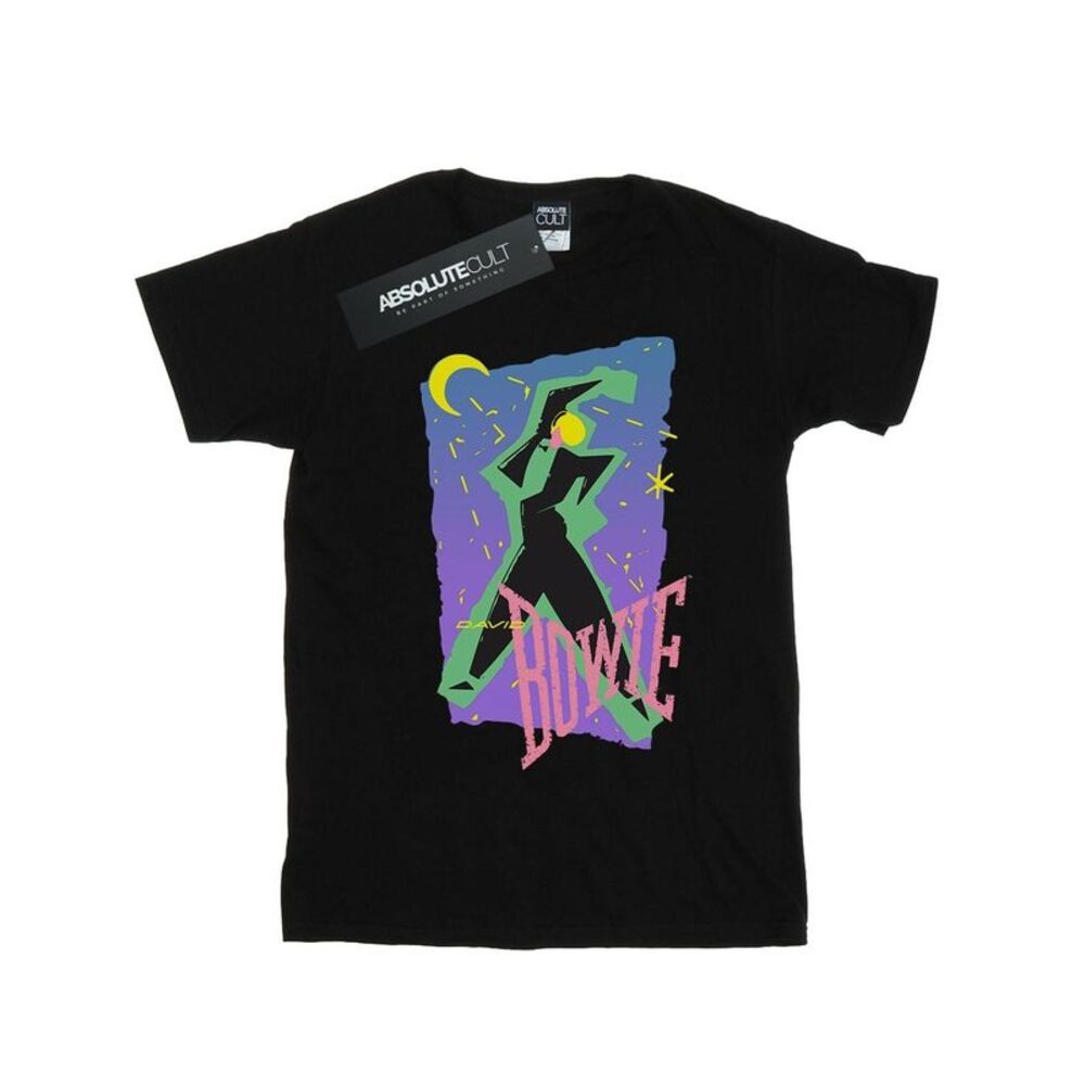David Bowie Womens/Ladies Moonlight Dance Cotton Boyfriend T-Shirt / Black